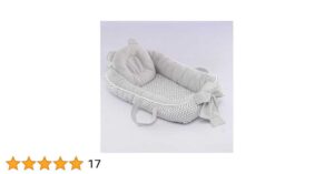 Ninho redutor de berço bebê percal 100% algodão + Almofada Anatomica Estampada Unissex (Chevron Cinza)